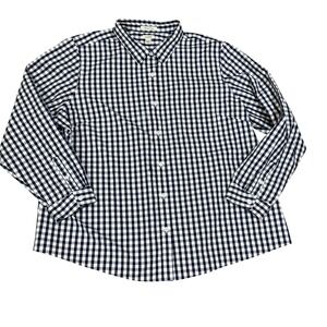 L.L.Bean 3X PLUS Navy Blue Gingham Wrinkle Free Button Down Shirt Women